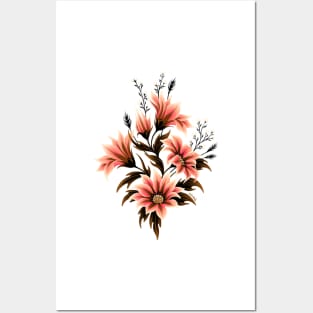Gazania Floral - Pink Mustard Posters and Art